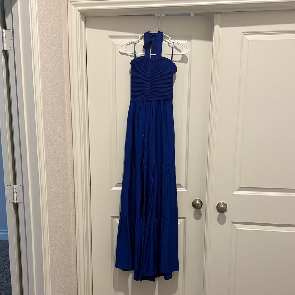 Elegant Blue Halter Maxi jumpsuit